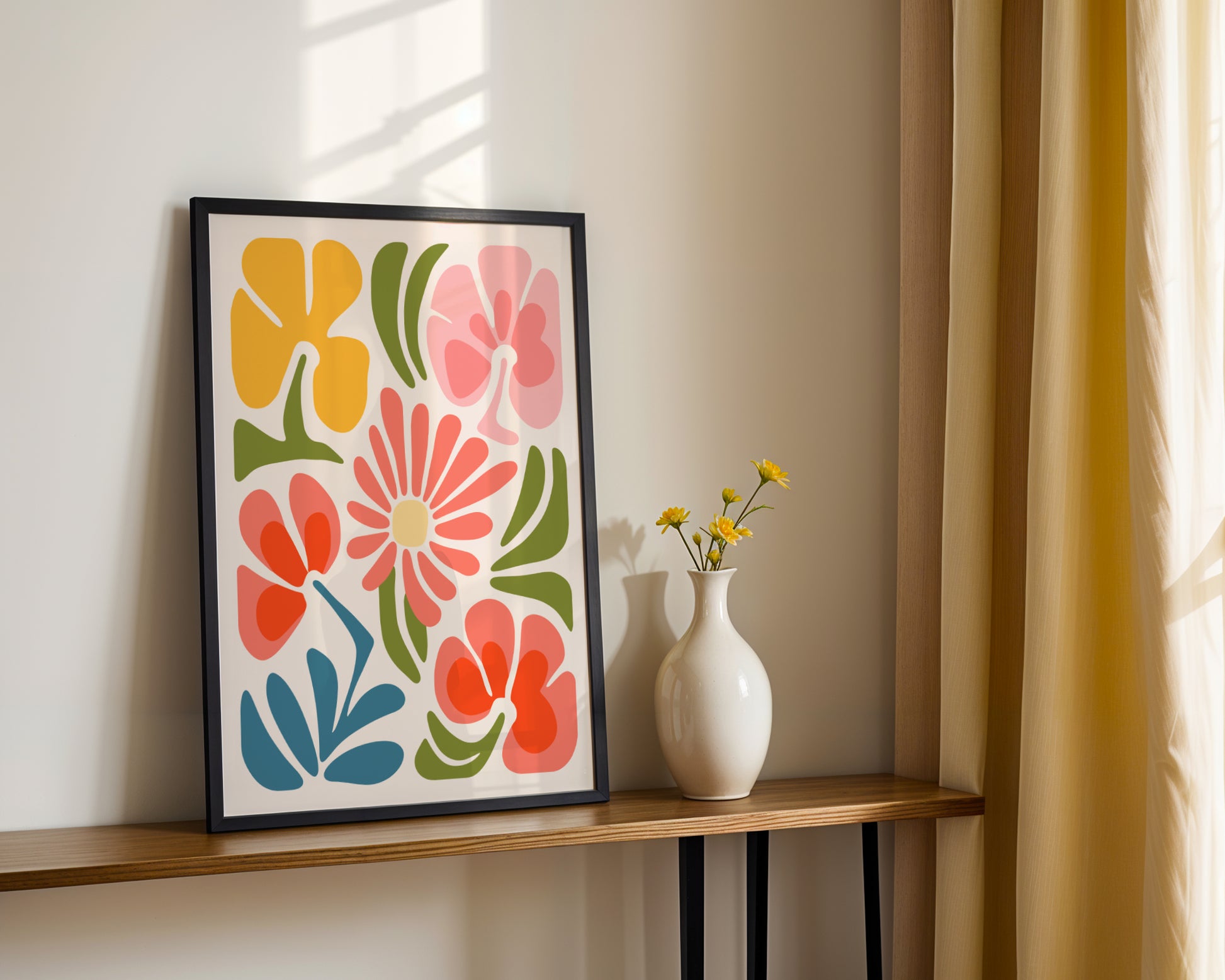 Abstract Mid-Century Modern Floral Framed Poster – Framed Wall Art Poster - Image 3