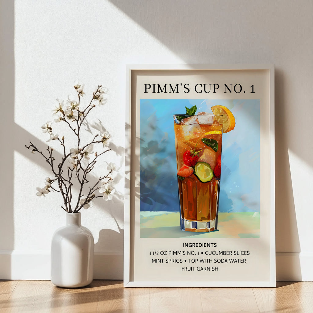 Pimm's Cup No. 1 Cocktail Recipe Framed Poster#1 – Framed Wall Art Poster - Image 4