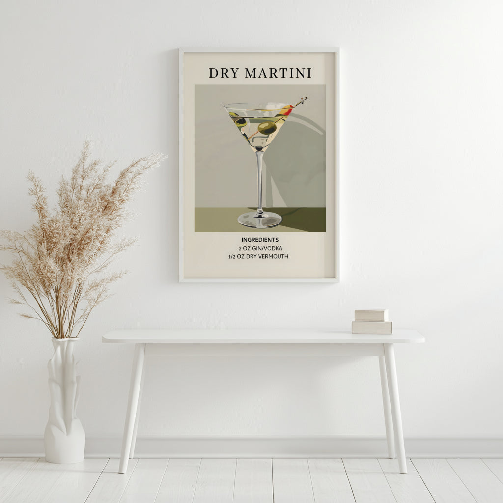 Dry Martini Cocktail Recipe Framed Poster – Framed Wall Art Poster - Image 3