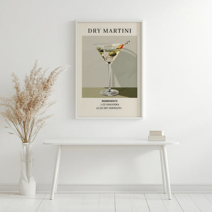 Dry Martini Cocktail Recipe Framed Poster – Framed Wall Art Poster - Image 3