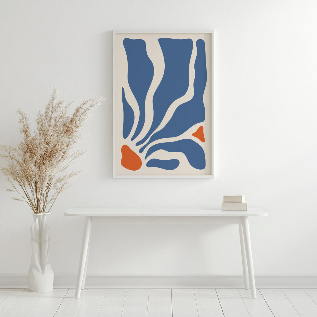 Modern Abstract Blue Terracotta Flow Wall Art – Framed Wall Art Poster - Image 2