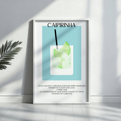 Caipirinha Cocktail Recipe Minimalist Framed Poster – Framed Wall Art Poster - Image 3