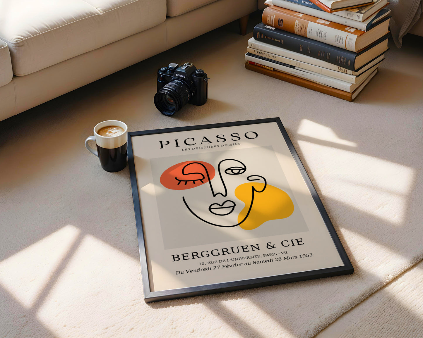 Picasso Abstract Face Line Art Modern Framed Poster - View 1
