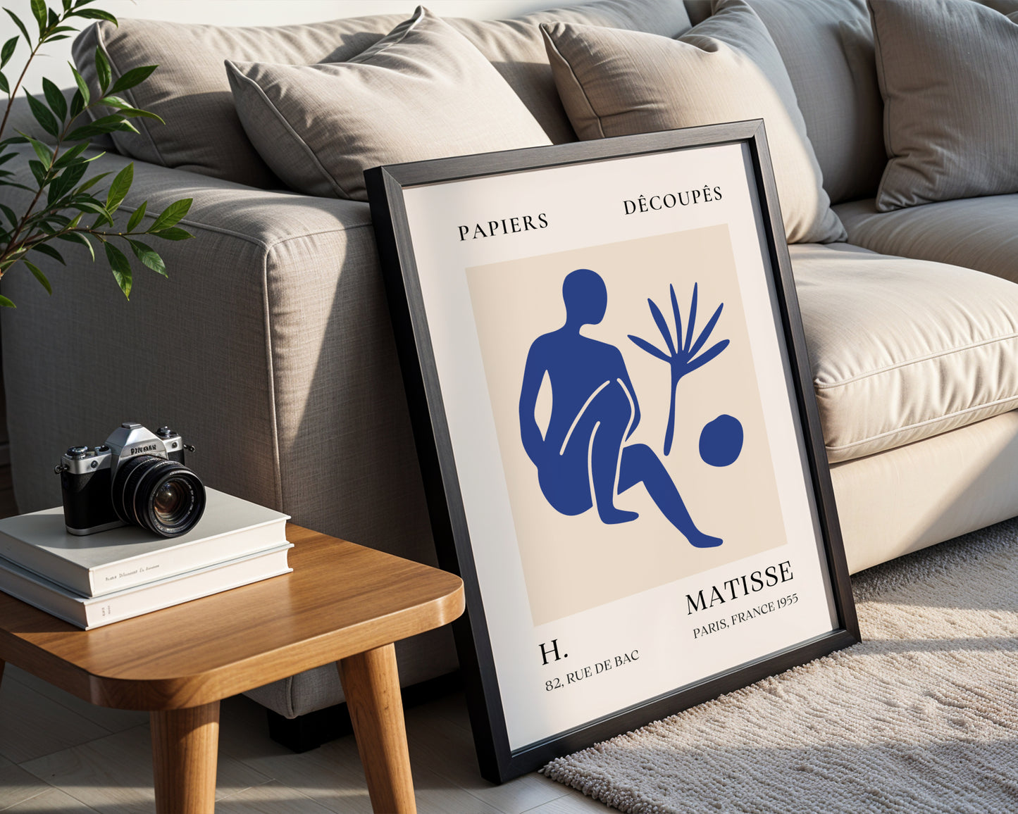 Matisse Inspired Blue Abstract Figure Framed Poster - View 4
