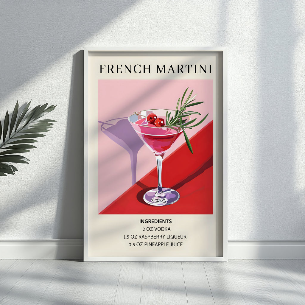 French Martini Cocktail Recipe Framed Poster – Framed Wall Art Poster - Image 4
