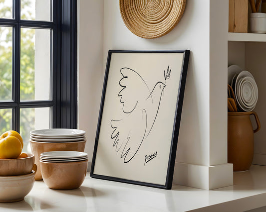 Picasso Dove of Peace Line Art Framed Poster - View 2