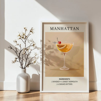 Manhattan Cocktail Recipe Framed Poster – Framed Wall Art Poster - Image 3