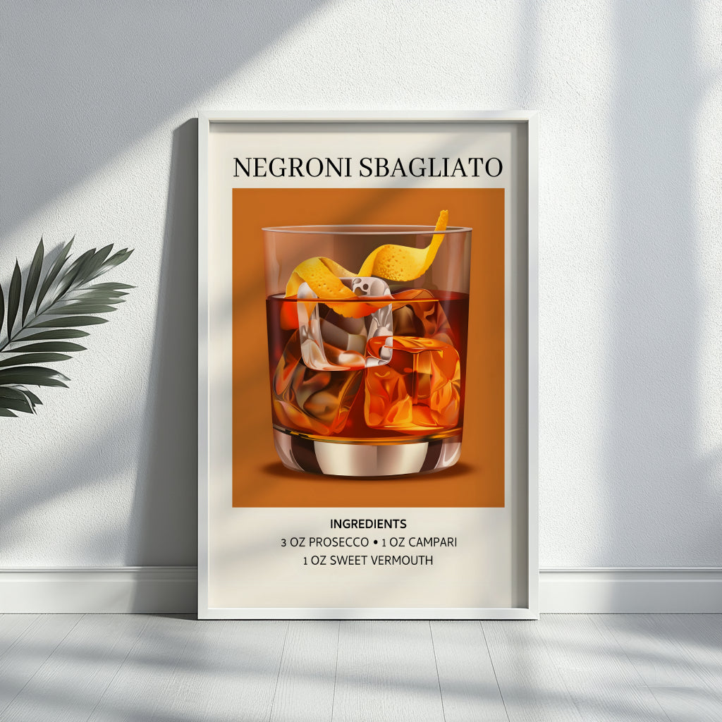 Negroni Sbagliato Cocktail Recipe Framed Poster#1 – Framed Wall Art Poster - Image 3