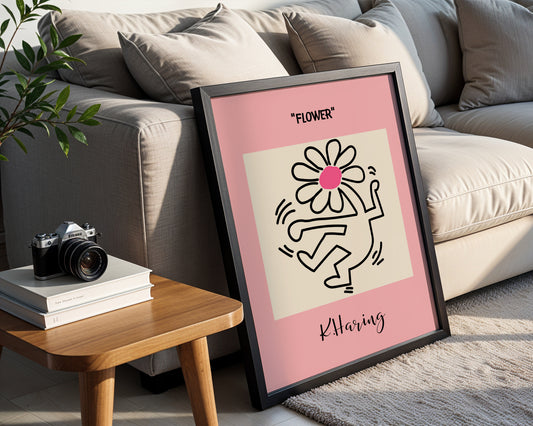 Keith Haring Inspired Flower Pop Art Framed Poster - View 1