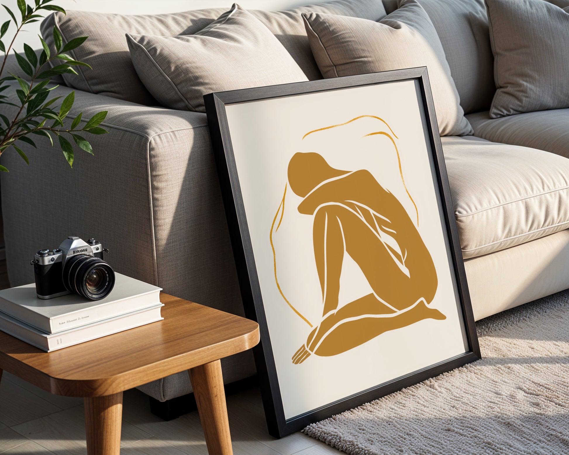 Golden Serenity Abstract Figure Framed Poster - View 4