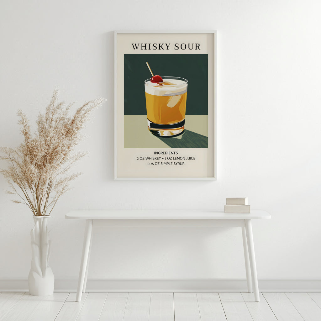 Whisky Sour Cocktail Recipe Framed Poster#1 – Framed Wall Art Poster - Image 2