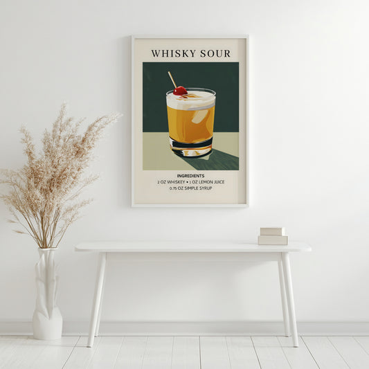 Whisky Sour Cocktail Recipe Framed Poster#1 – Framed Wall Art Poster - Image 2