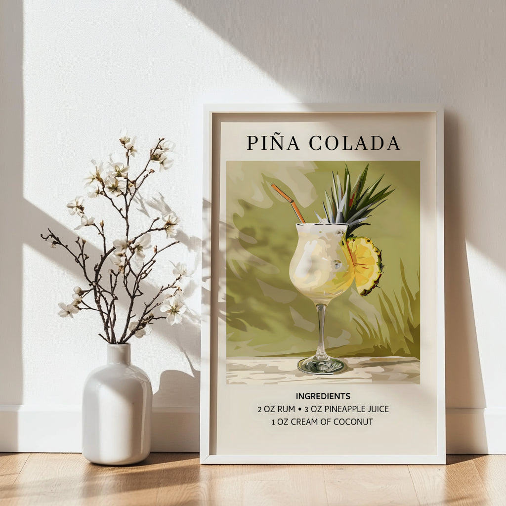 Piña Colada Recipe Cocktail Framed Poster#1 – Framed Wall Art Poster - Image 3