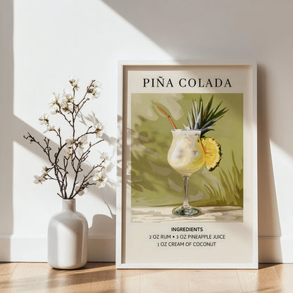 Piña Colada Recipe Cocktail Framed Poster#1 – Framed Wall Art Poster - Image 3