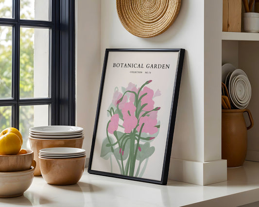 Abstract Pink Botanical Garden Framed Poster – Framed Wall Art Poster - Image 1