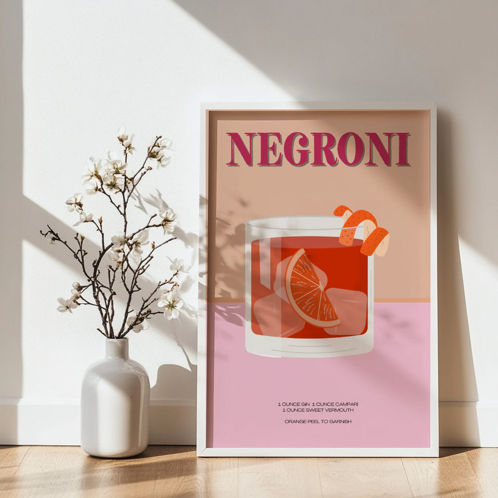 Negroni Cocktail Drink Recipe Framed Poster – Framed Wall Art Poster - Image 3