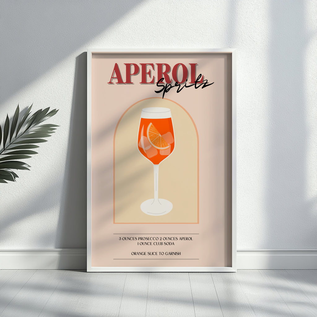 Aperol Spritz Cocktail Recipe - Style #2 Framed Poster – Framed Wall Art Poster - Image 2