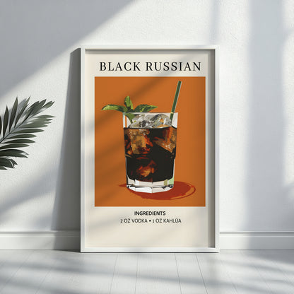 Black Russian Cocktail Recipe Framed Poster#1 – Framed Wall Art Poster - Image 4