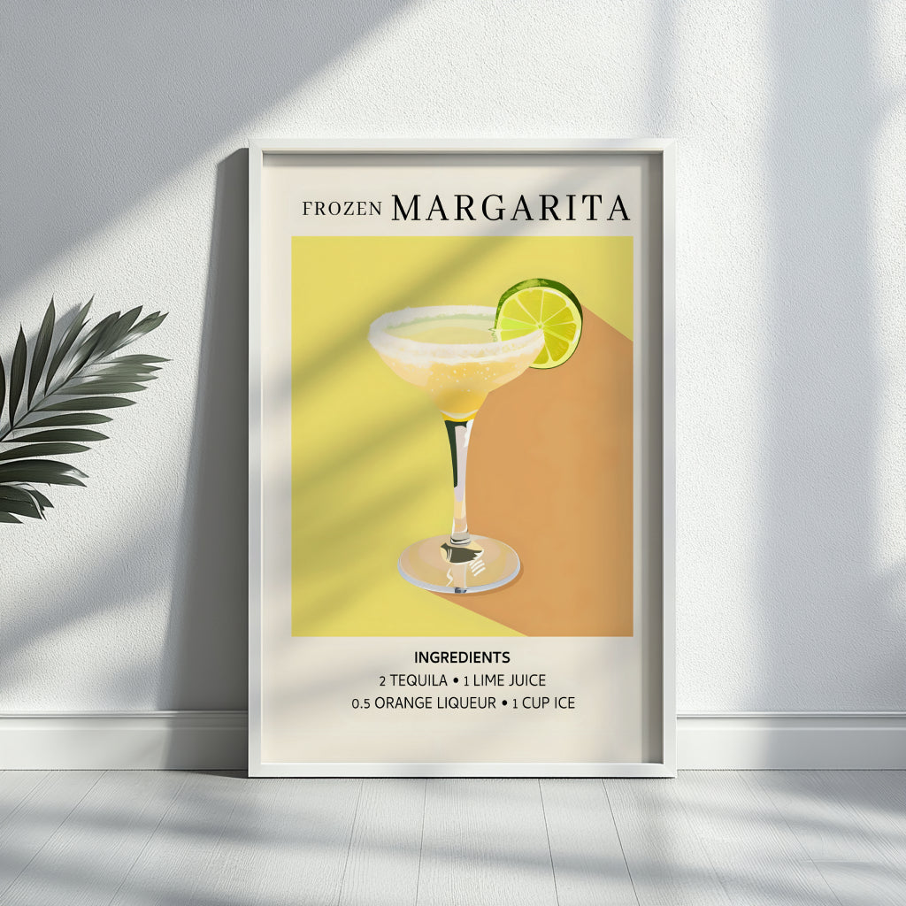 Frozen Margarita Cocktail Recipe Framed Poster#1 – Framed Wall Art Poster - Image 3