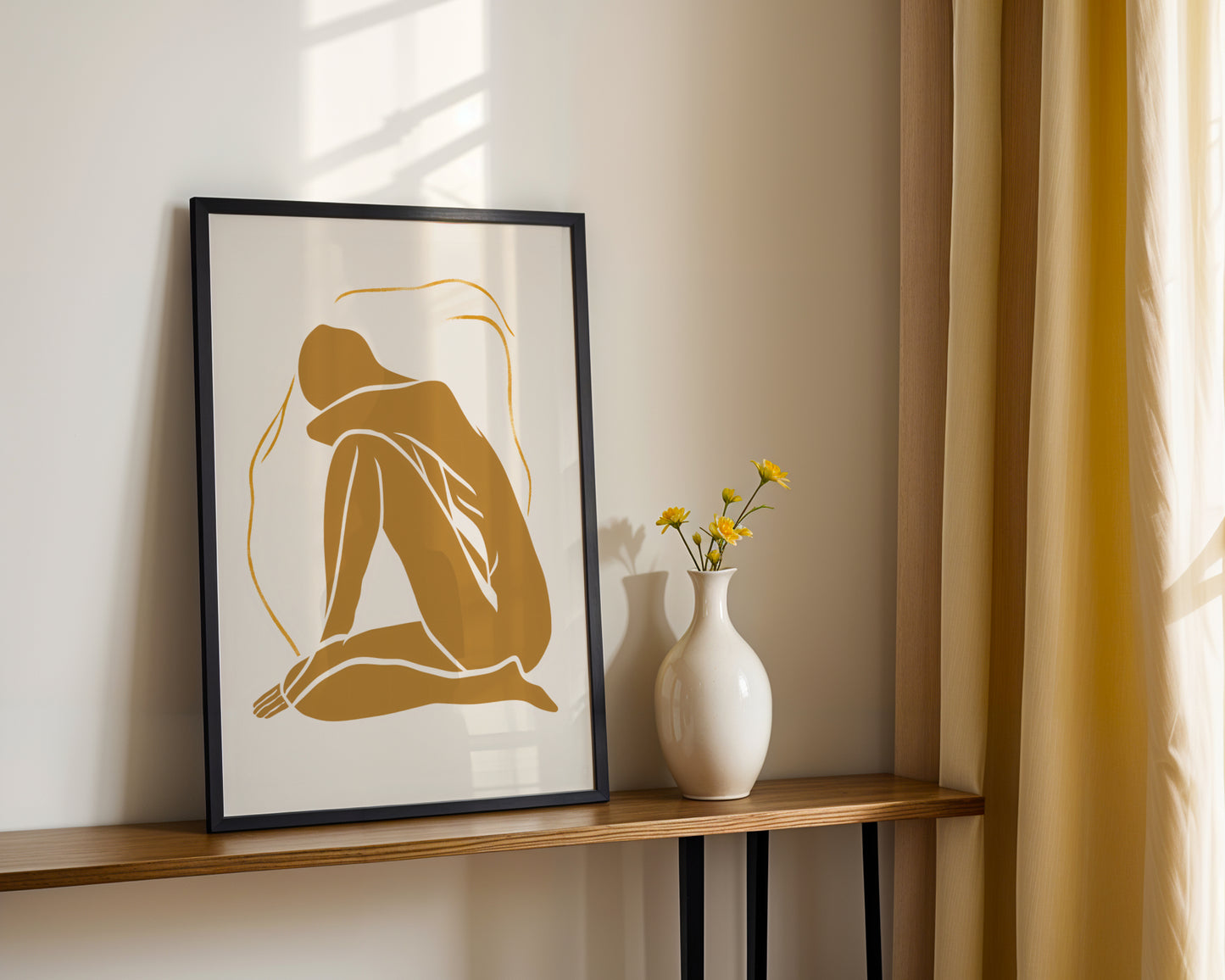 Golden Serenity Abstract Figure Framed Poster - View 3