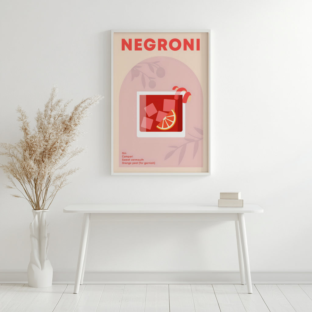Negroni Cocktail Recipe Framed Poster#2 – Framed Wall Art Poster - Image 4