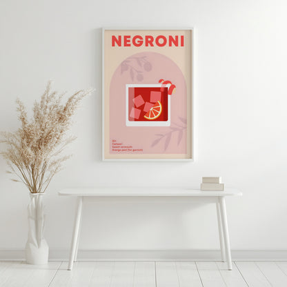 Negroni Cocktail Recipe Framed Poster#2 – Framed Wall Art Poster - Image 4