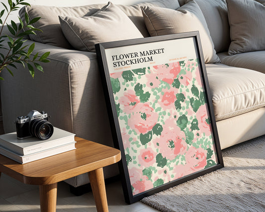 Stockholm Flower Market Abstract Floral Framed Poster – Framed Wall Art Poster - Image 1