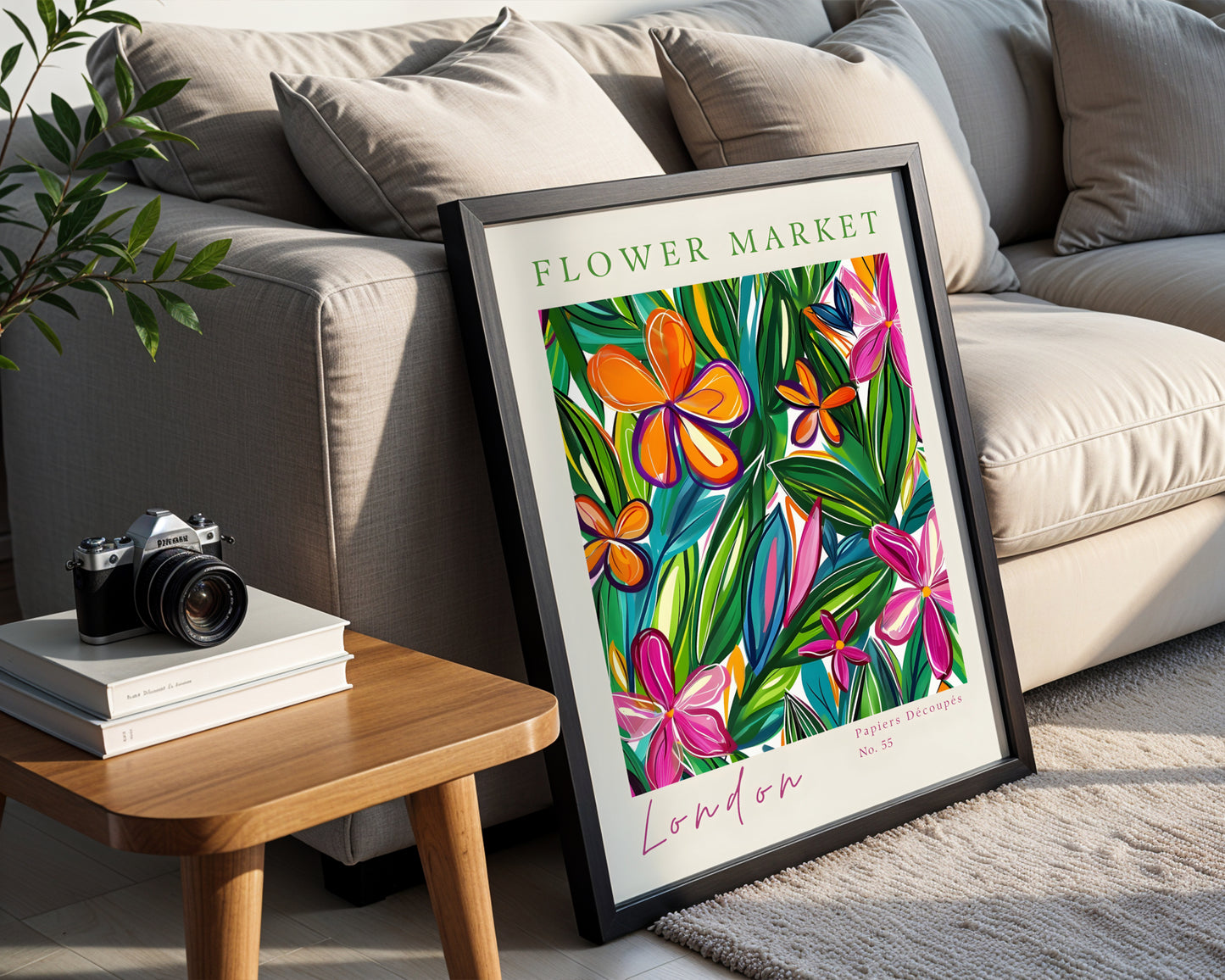 London Flower Market Abstract Floral Framed Poster – Framed Wall Art Poster - Image 1