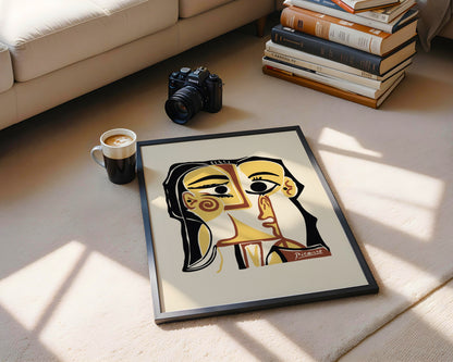 Picasso Style Abstract Cubist Face Framed Poster - View 4