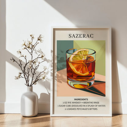 Sazerac Cocktail Recipe Framed Poster – Framed Wall Art Poster - Image 4