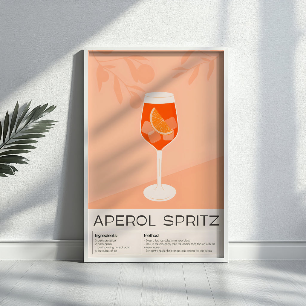 Aperol Spritz Cocktail Recipe - Style #1 Framed Poster – Framed Wall Art Poster - Image 4