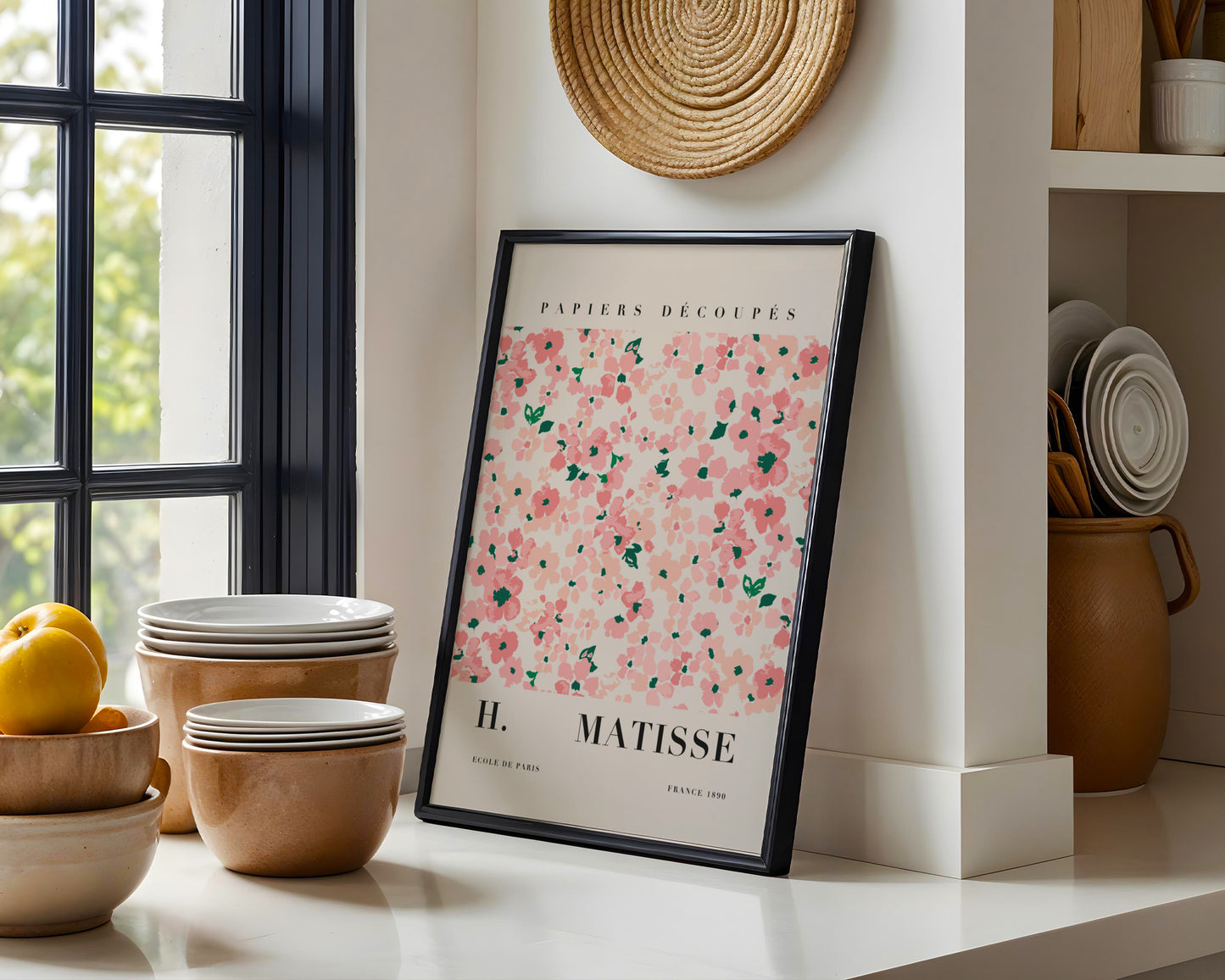 Matisse Inspired Pink Floral Cut-Outs Framed Poster - View 3
