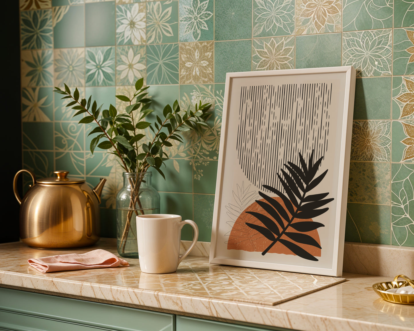 Abstract Terracotta Botanical Framed Poster – Framed Wall Art Poster - Image 3