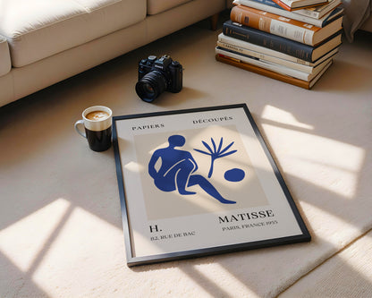 Matisse Inspired Blue Abstract Figure Framed Poster - View 5