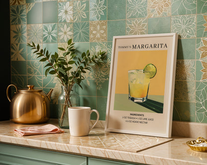 Tommy's Margarita Cocktail Recipe Framed Poster – Framed Wall Art Poster - Image 1
