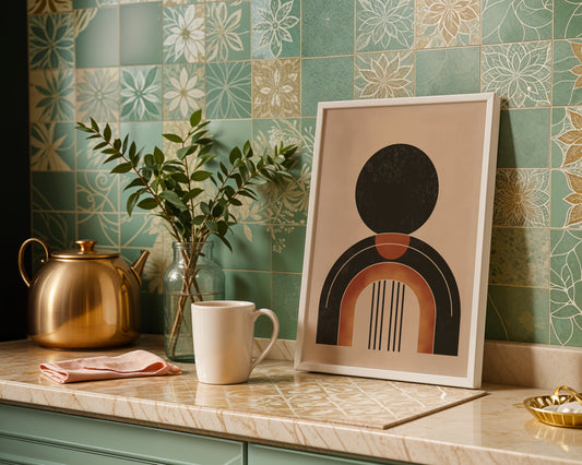 Abstract Geometric Arch & Circle Framed Poster – Framed Wall Art Poster - Image 2