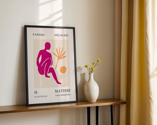 Matisse Inspired Abstract Magenta Figure Framed Poster - View 2