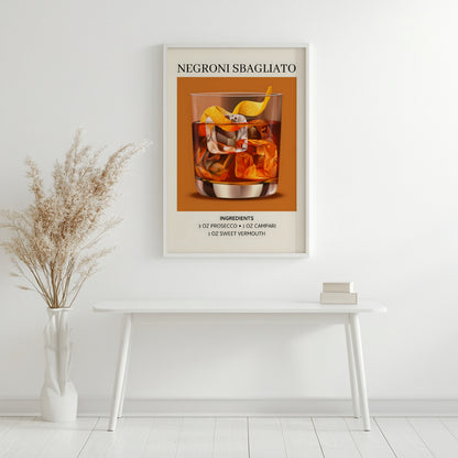 Negroni Sbagliato Cocktail Recipe Framed Poster#1 – Framed Wall Art Poster - Image 2