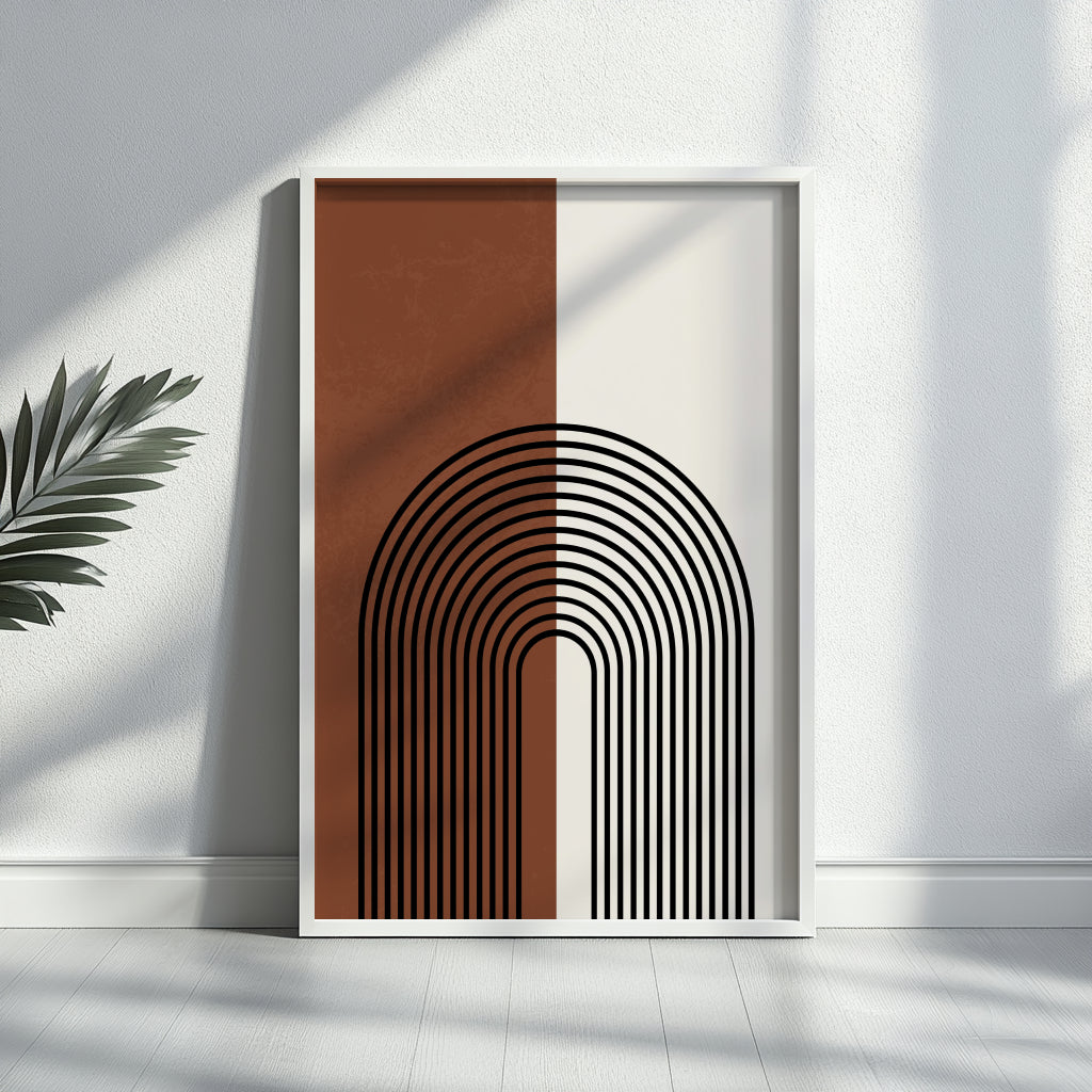 Terracotta & Beige Geometric Arches Wall Art – Framed Wall Art Poster - Image 2