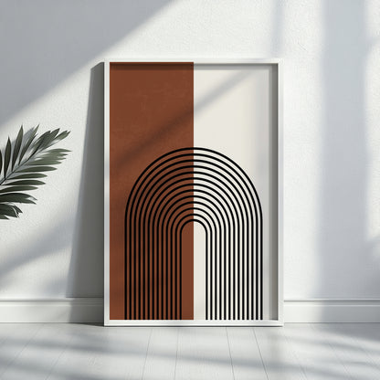 Terracotta & Beige Geometric Arches Wall Art – Framed Wall Art Poster - Image 2