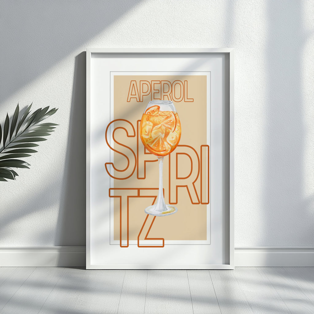 Aperol Spritz Cocktail Illustration Framed Poster – Framed Wall Art Poster - Image 4