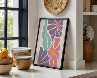 Abstract Pastel Floral Minimalist Framed Poster - View 3