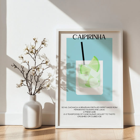 Caipirinha Cocktail Recipe Minimalist Framed Poster – Framed Wall Art Poster - Image 2