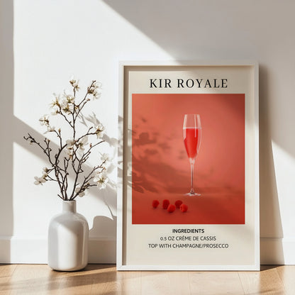 Kir Royale Cocktail Recipe Framed Poster – Framed Wall Art Poster - Image 2