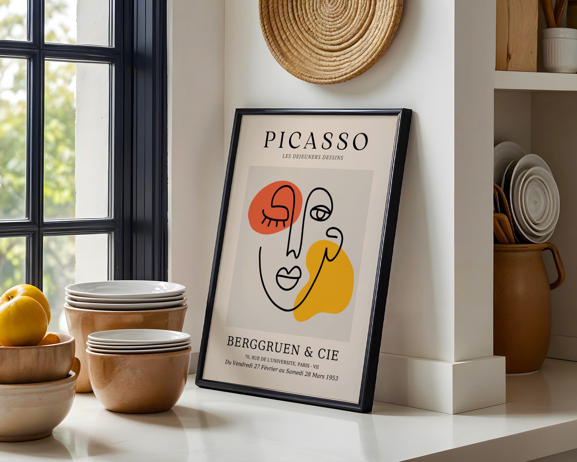 Picasso Abstract Face Line Art Modern Framed Poster - View 4