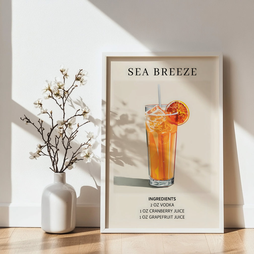 Sea Breeze Cocktail Recipe Framed Wall Art – Framed Wall Art Poster - Image 3