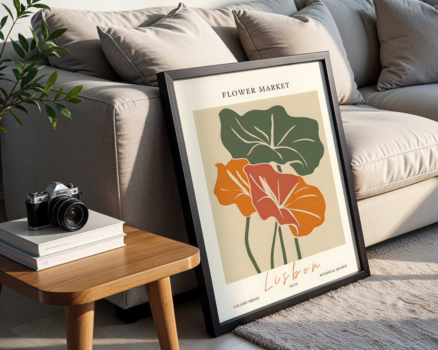 Lisbon Flower Market Abstract Floral Framed Poster – Framed Wall Art Poster - Image 1
