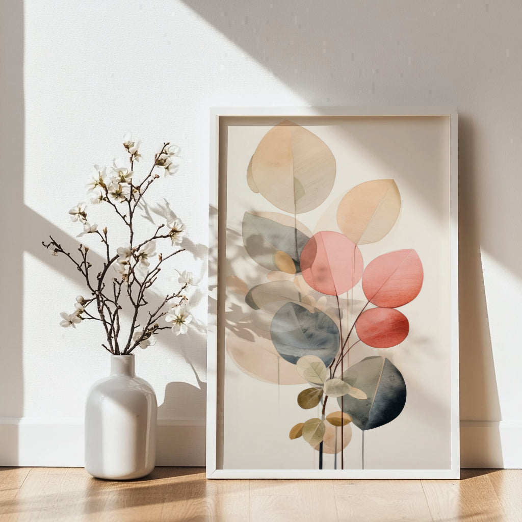 Muted Abstract Botanical Leaves Framed Poster – Framed Wall Art Poster - Image 3