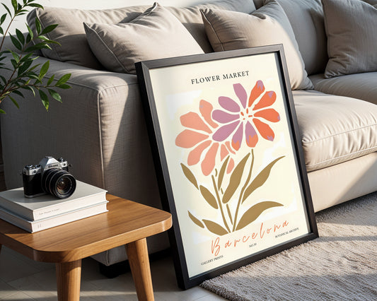 Barcelona Flower Market Abstract Floral Framed Poster – Framed Wall Art Poster - Image 1