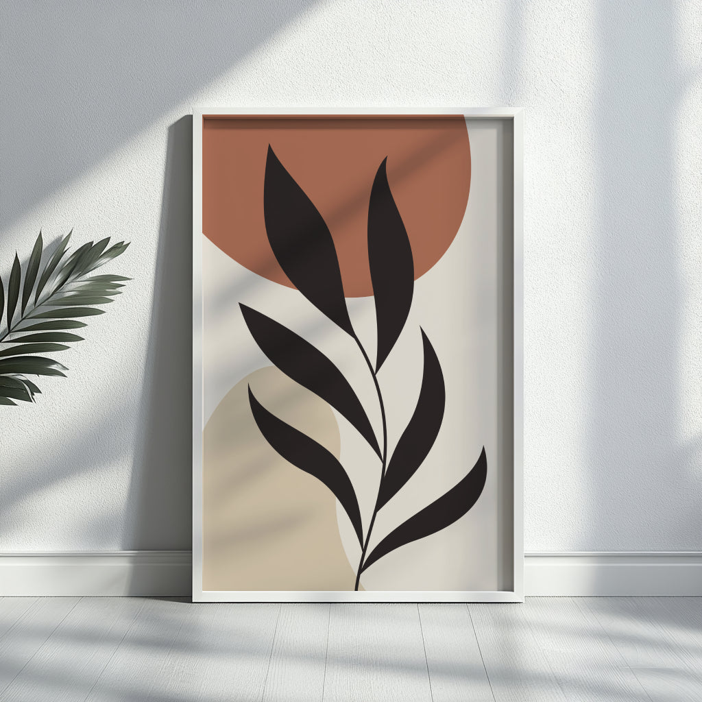 Modern Abstract Botanical Leaf Framed Poster – Framed Wall Art Poster - Image 1